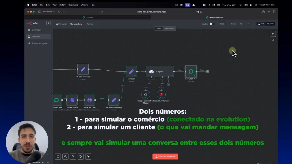 Capa do produto Curso crie Agente de IA Chat Bot Whats n88n 